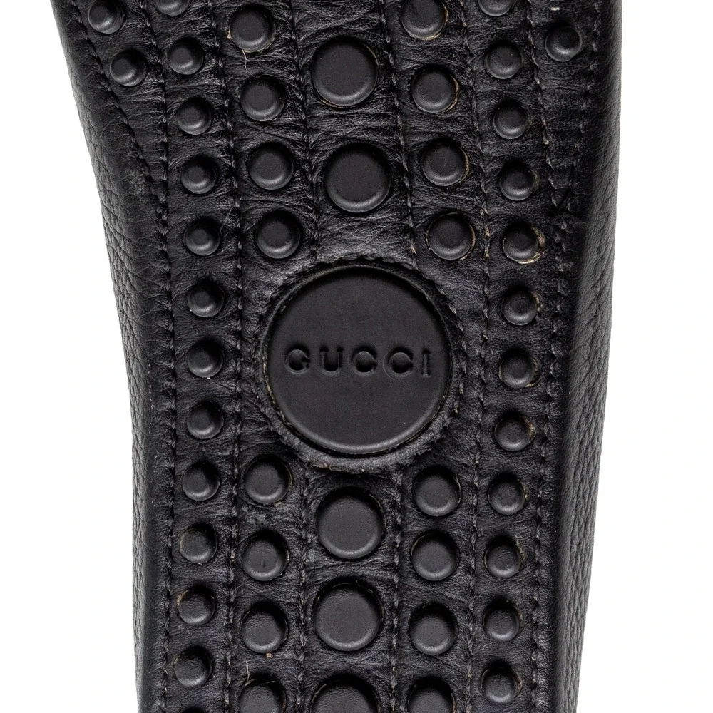 Gucci Mens Black Pebble Leather Horsebit Web Driving Loafers UK 8G US 9G w/ Box